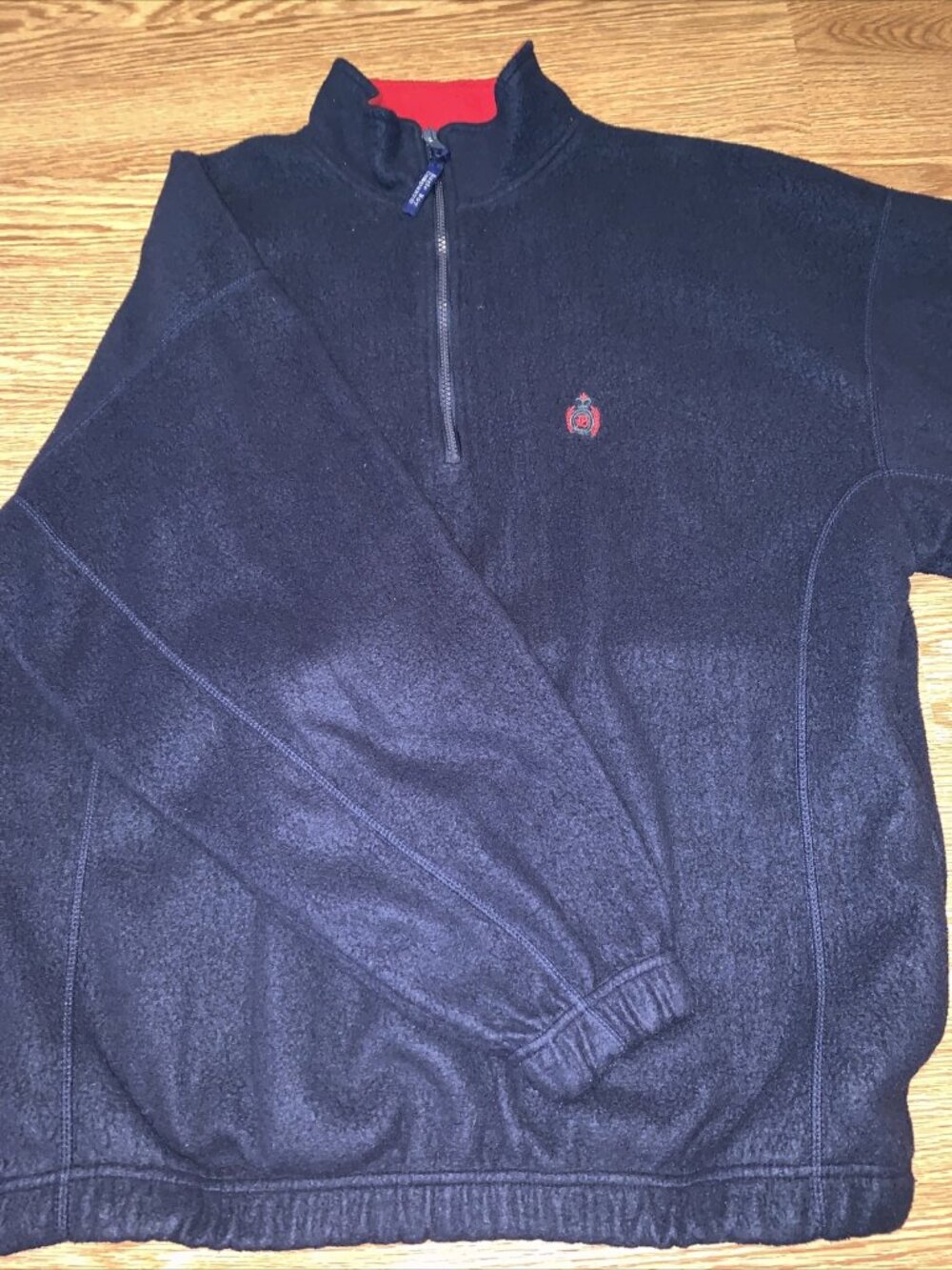 Vintage Bugle Boy Company Black Fleece Quarter Zip - Men's XLarge LOGO